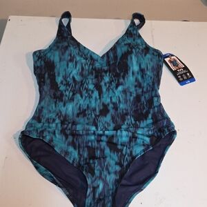 TYR One Piece Swimsuit - Teal and Navy Womens Sz L